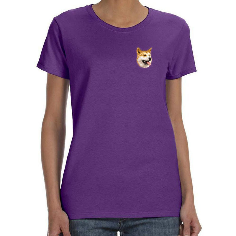 Shiba Inu Embroidered Ladies T-Shirts