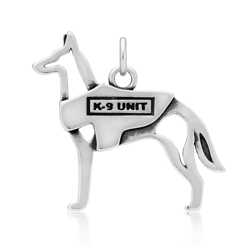 Belgian Malinois K-9 Unit Necklace in Sterling