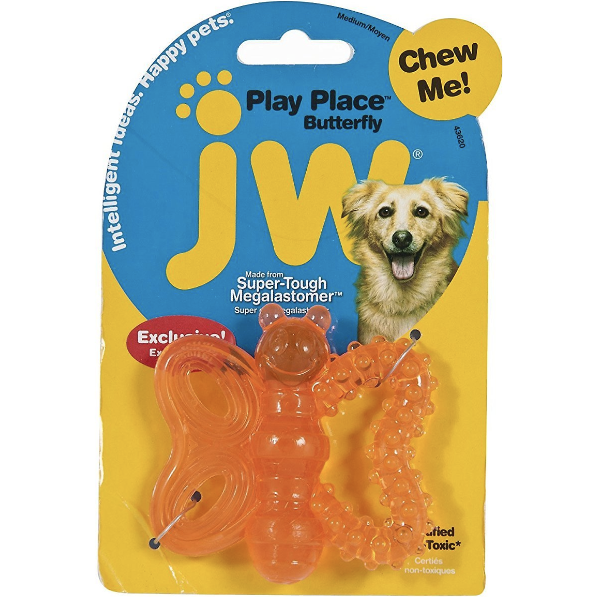 JW Pet Play Place Butterfly Puppy Teether, Color Varies