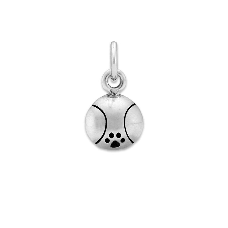 Paw Print Tennis Ball Necklace Pendant In Sterling Silver