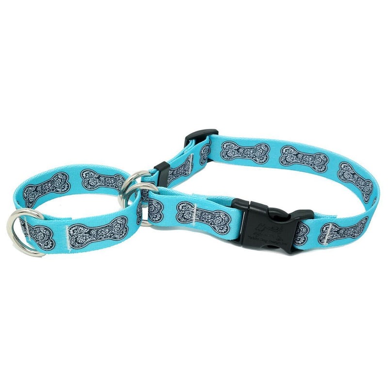 Bella Bone Blue Martingale Collar With Clip