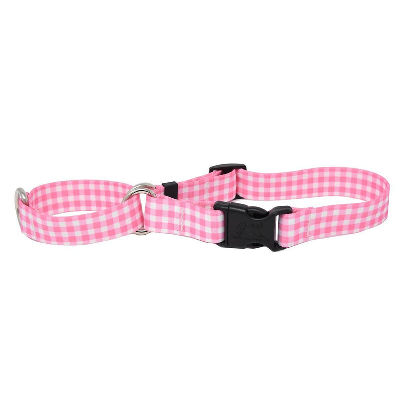 Gingham Pink Martingale Collar With Clip
