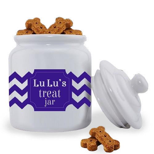 Personalized Dog Treat Jar - Cheerful Chevron