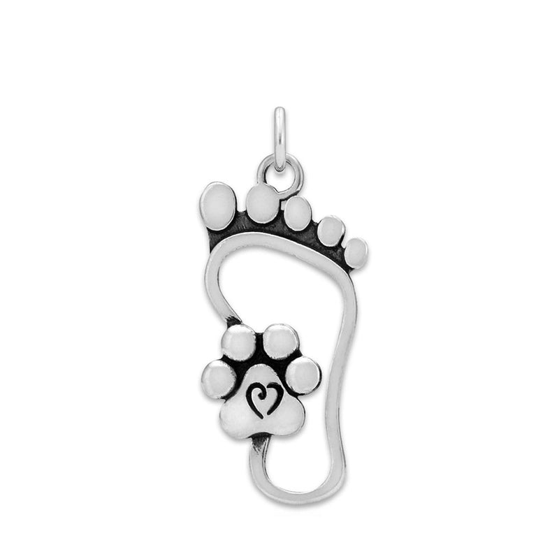 Paw Print Necklace, I Will Never Walk Alone pendant