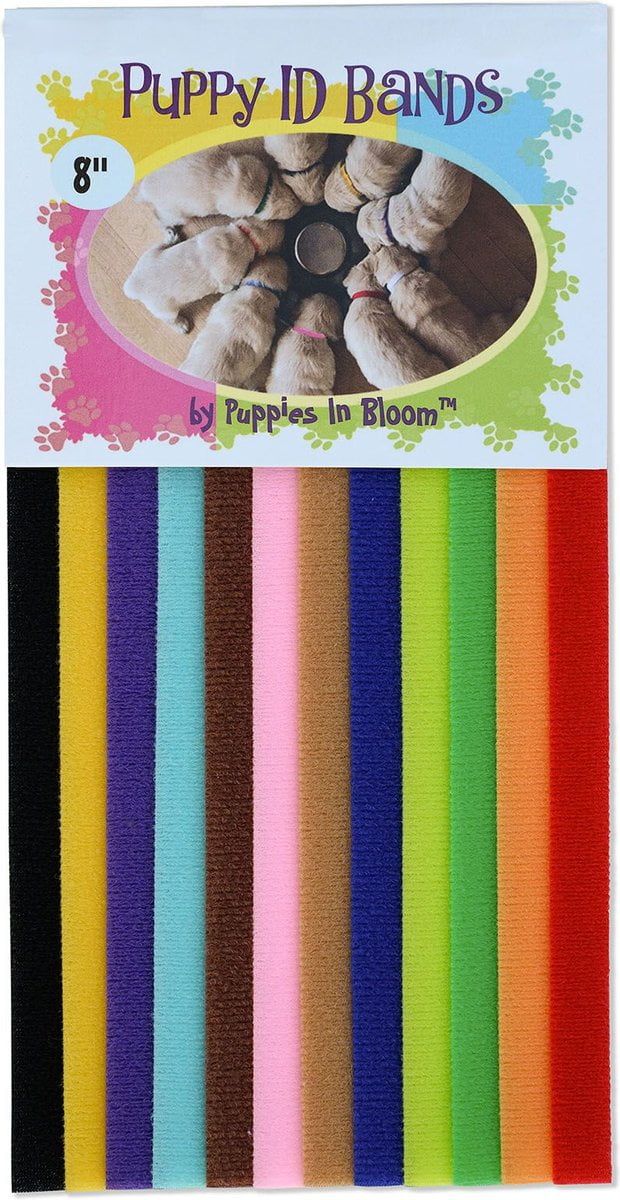 Puppies in Bloom Colorful Puppy Litter Identification Bands, 12 count