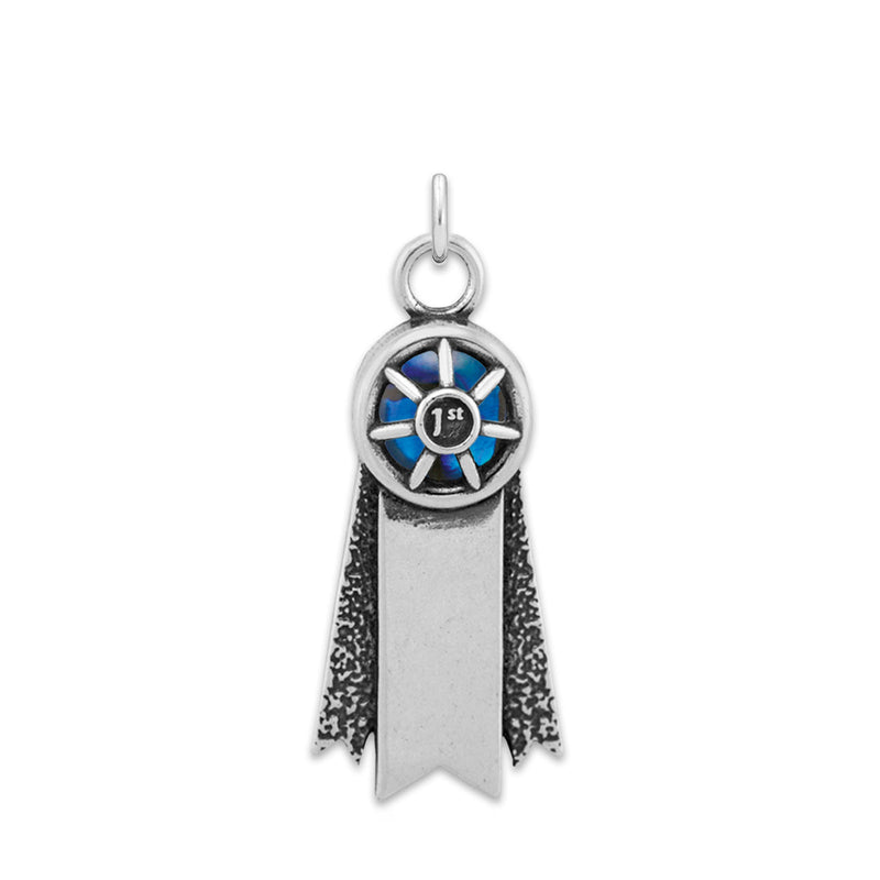 Personalized 1st Place Small Ribbon Necklace Pendant, Sterling Silver
