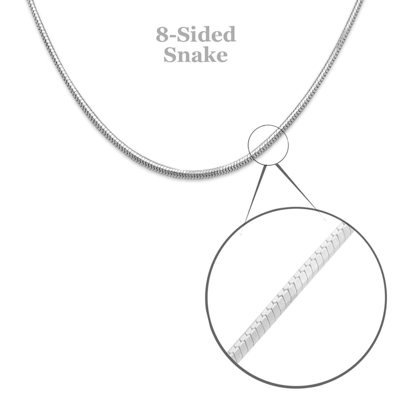 Sterling Silver 8-Sided Snake Chain 24