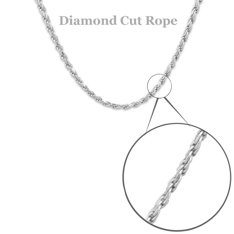 Sterling Silver Diamond Cut Rope Chain 24