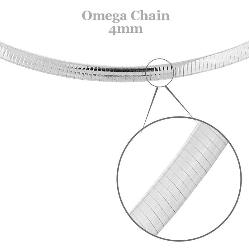 Sterling Silver Reversible Omega Chain 4 mm, 16