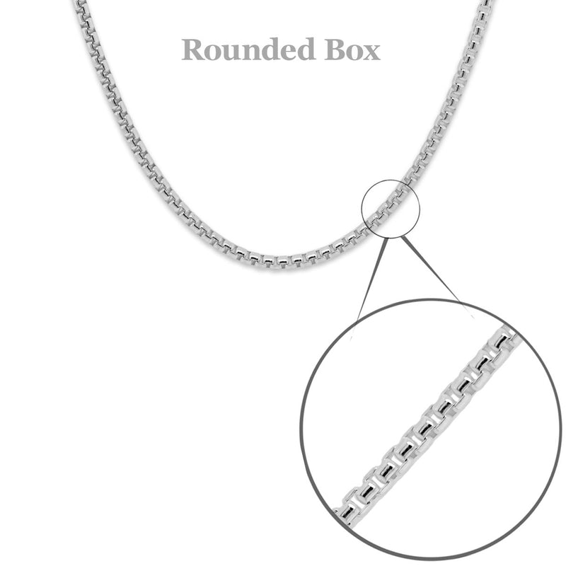 Sterling Silver Round Box Chain 18