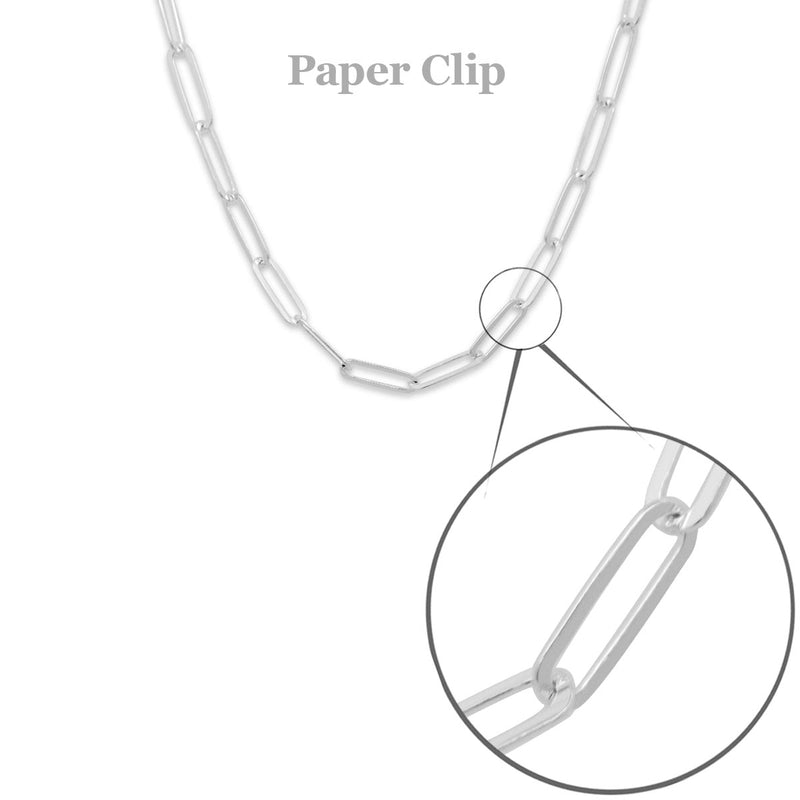 Sterling Silver Paper Clip Flat Wire Chain 18