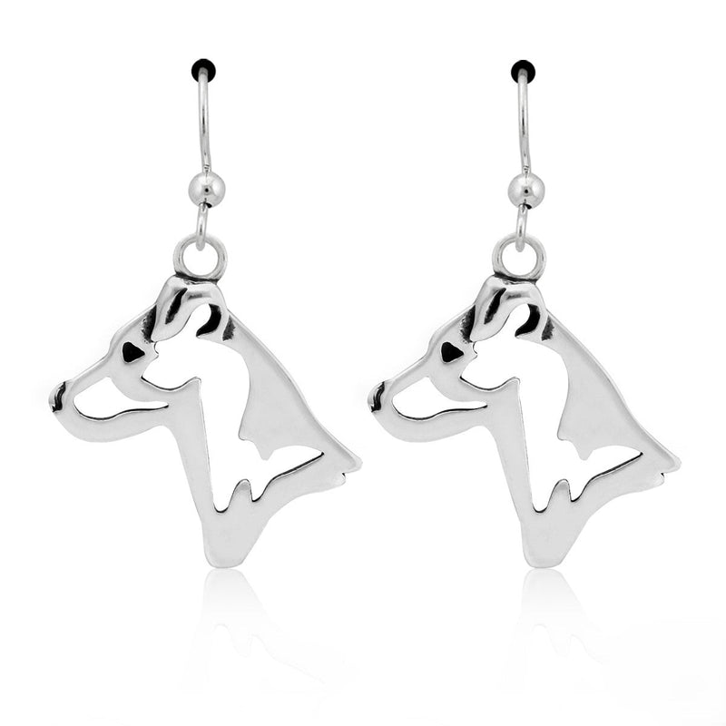 Parson Russell Terrier Earrings in Sterling Silver, Smooth Coat
