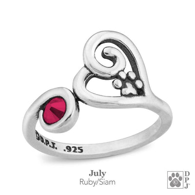 Sterling Silver Pawer of Love Adjustable Ring w/Crystal