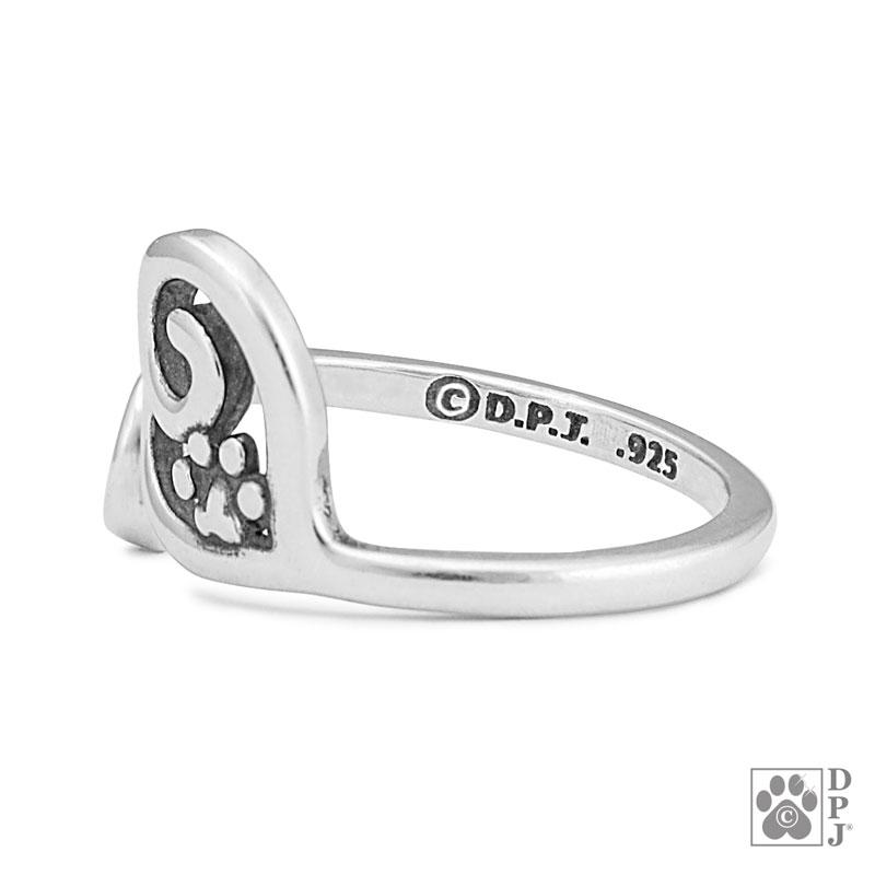 Sterling Silver Pawer of Love Adjustable Ring w/Crystal