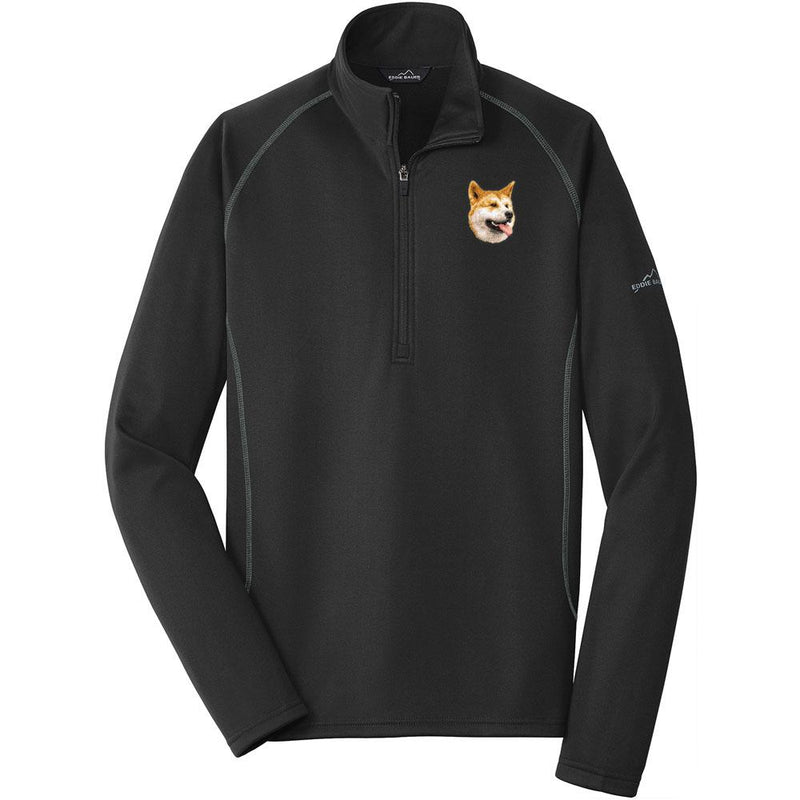 Shiba Inu Embroidered Eddie Bauer Mens Quarter Zip Pullover Fleece