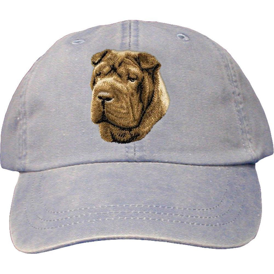 Embroidered Baseball Caps Light Blue  Chinese Shar Pei D45