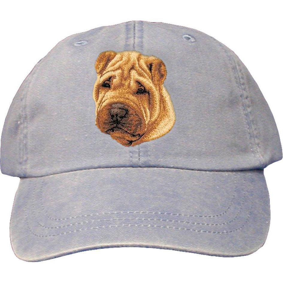 Embroidered Baseball Caps Light Blue  Chinese Shar Pei D77