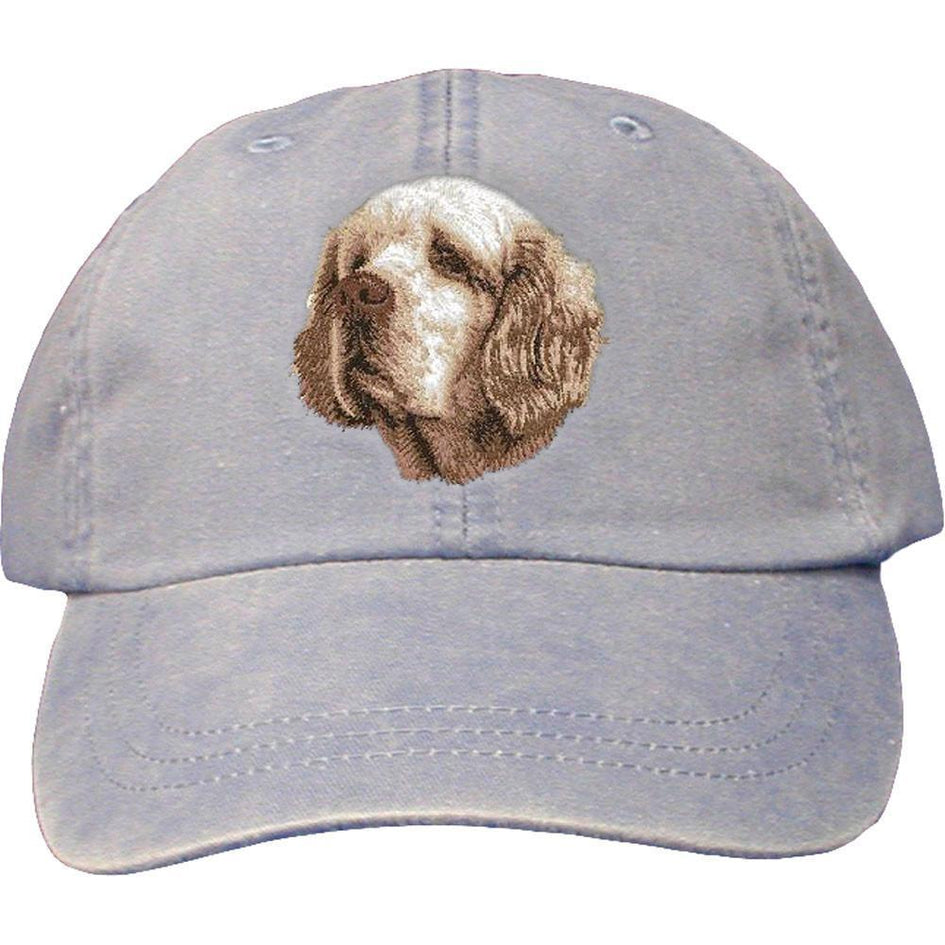 Embroidered Baseball Caps Light Blue  Clumber Spaniel D46