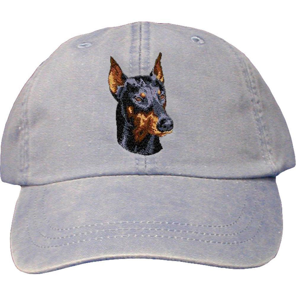 Embroidered Baseball Caps Light Blue  Doberman Pinscher DM346