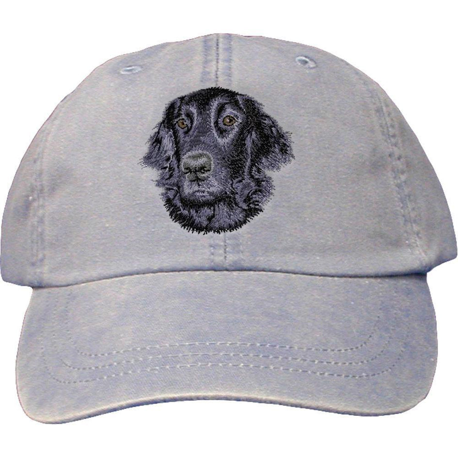 Embroidered Baseball Caps Light Blue  Flat Coated Retriever D53