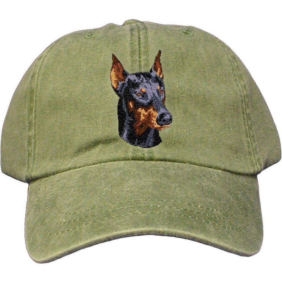 Embroidered Baseball Caps Green  Doberman Pinscher DM346