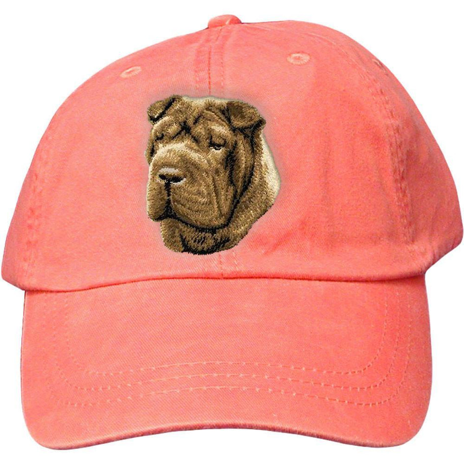 Embroidered Baseball Caps Peach  Chinese Shar Pei D45