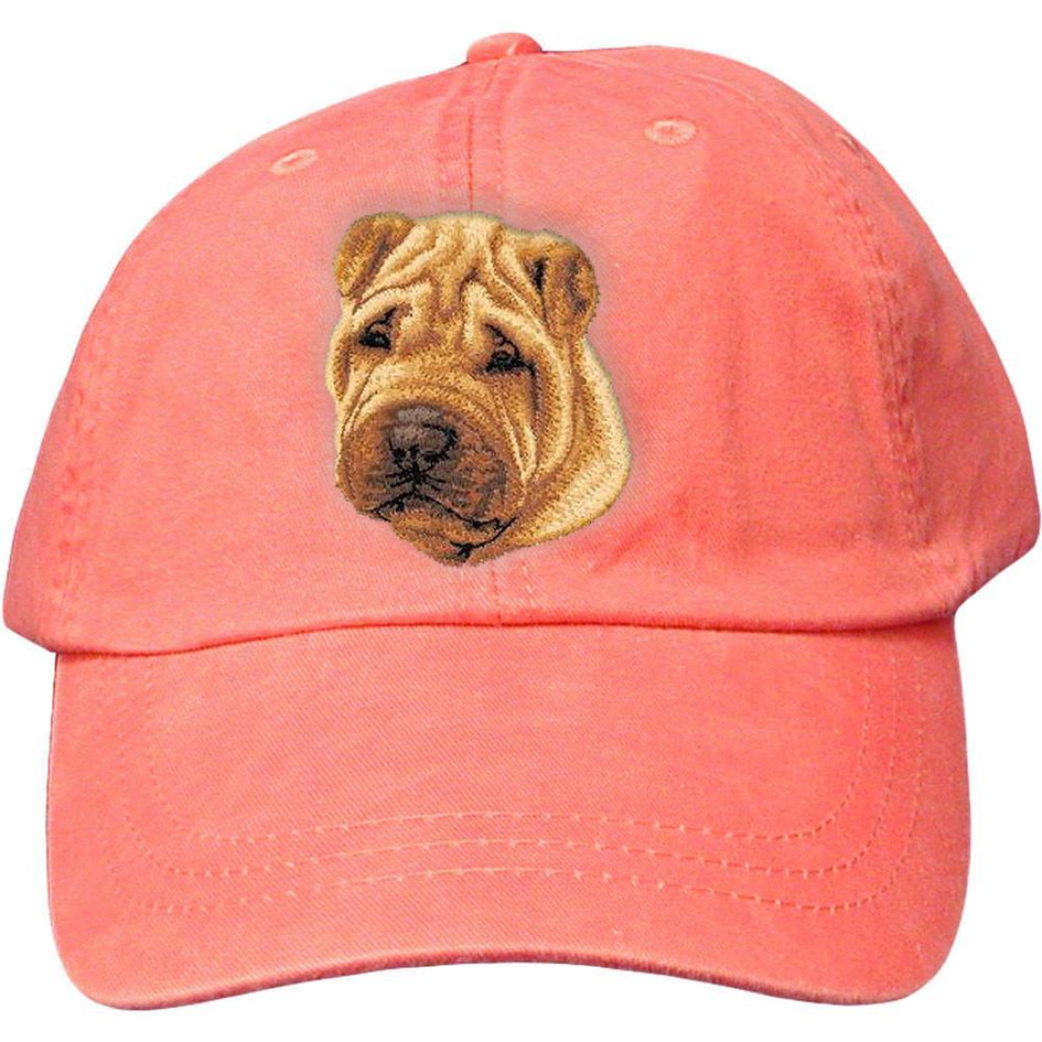 Embroidered Baseball Caps Peach  Chinese Shar Pei D77