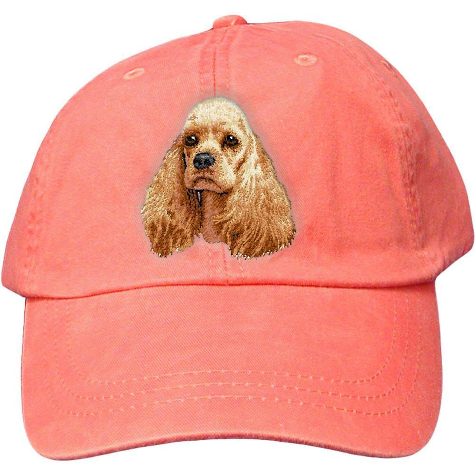 Embroidered Baseball Caps Peach  Cocker Spaniel D20