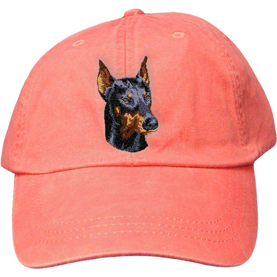 Embroidered Baseball Caps Peach  Doberman Pinscher DM346