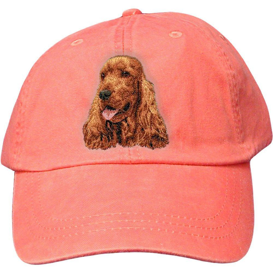 Embroidered Baseball Caps Peach  English Cocker Spaniel D28