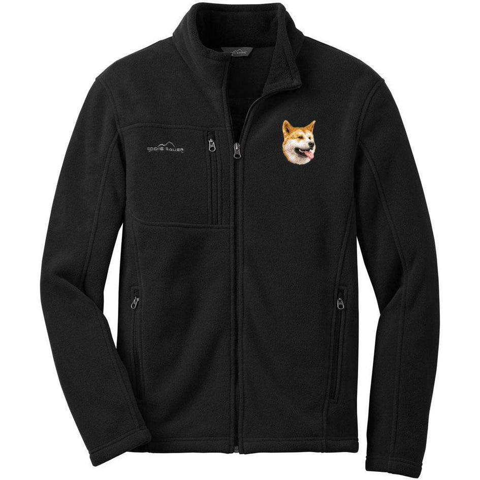 Embroidered Mens Fleece Jackets Black 2X Large Shiba Inu D91