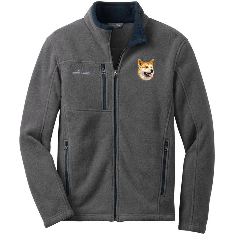 Embroidered Mens Fleece Jackets Gray 2X Large Shiba Inu D91