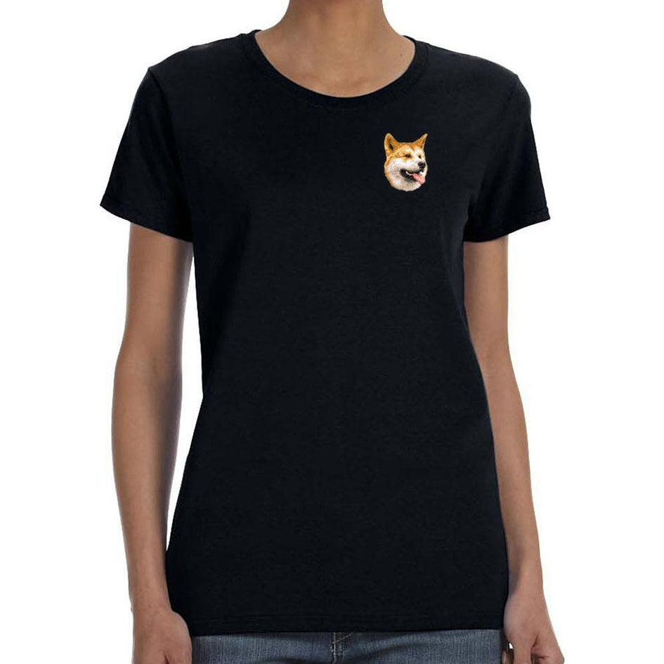 Shiba Inu Embroidered Ladies T-Shirts