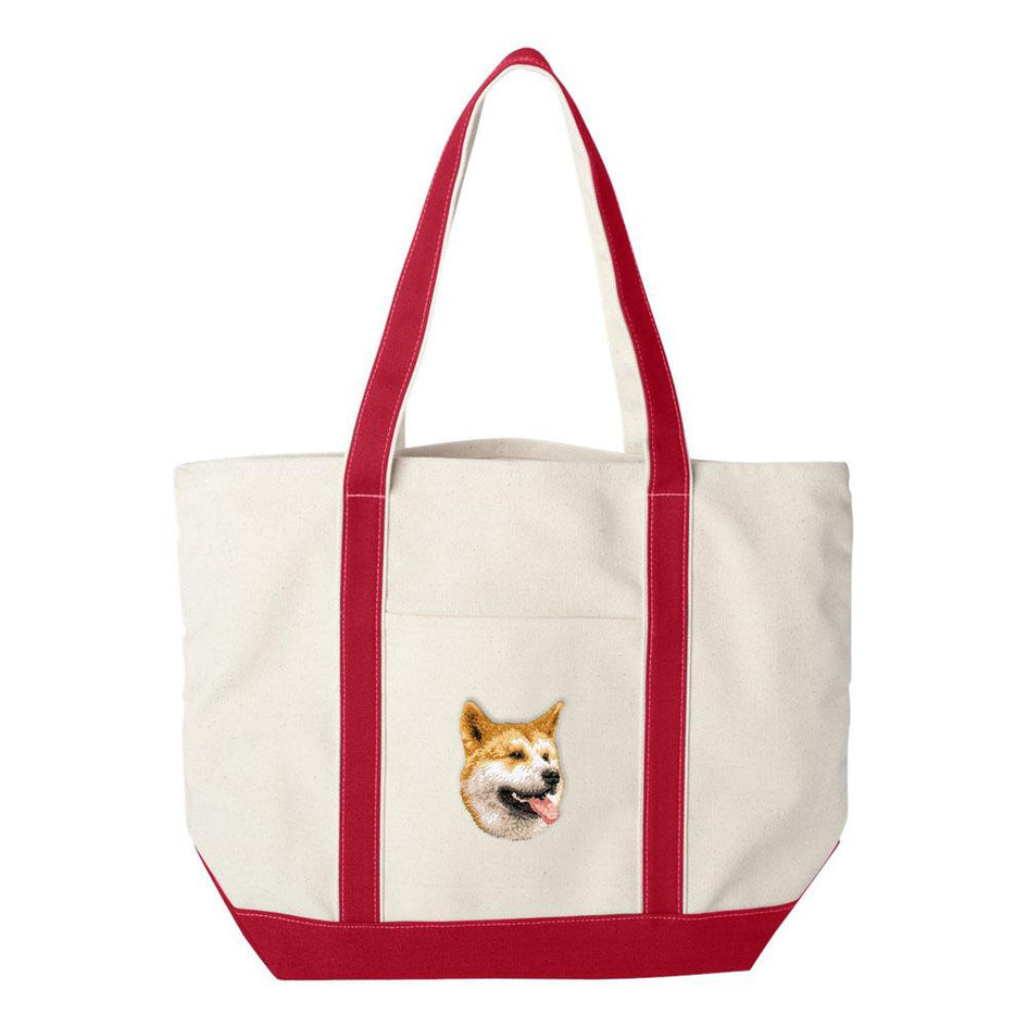 Embroidered Tote Bag Green  Shiba Inu D91