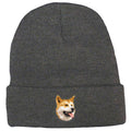 Embroidered Beanies Gray  Shiba Inu D91