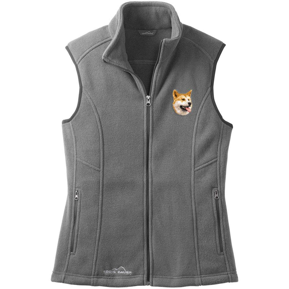 Embroidered Ladies Fleece Vests Gray 3X Large Shiba Inu D91