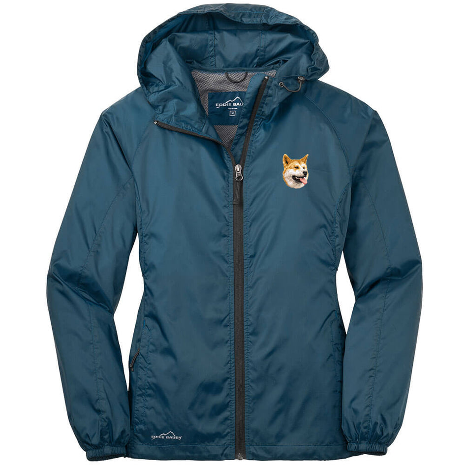 Shiba Inu Embroidered Ladies Eddie Bauer Packable Wind Jacket