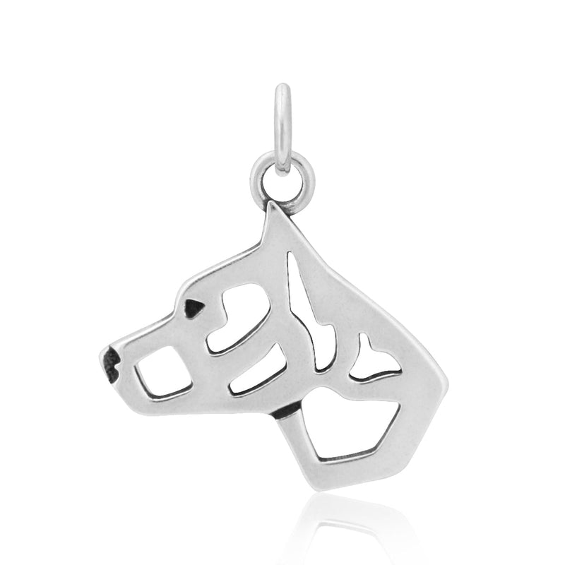 American Staffordshire Terrier Necklace in Sterling Silver, Cropped Ears