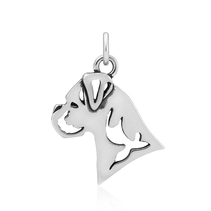 Boxer Necklace in Sterling Silver, Natural Ears