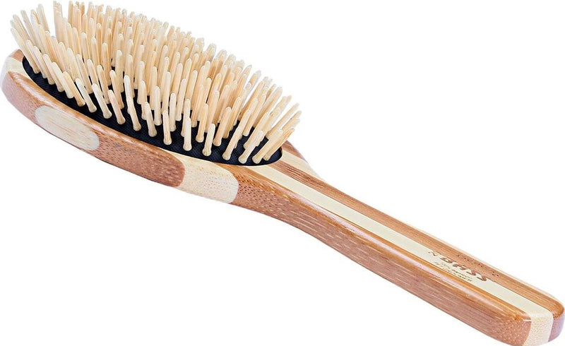 Bass Brushes The Green Dog Oval Brush, Bamboo-Stiped Finish, Large