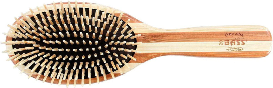 Bass Brushes The Green Dog Oval Brush, Bamboo-Stiped Finish, Large