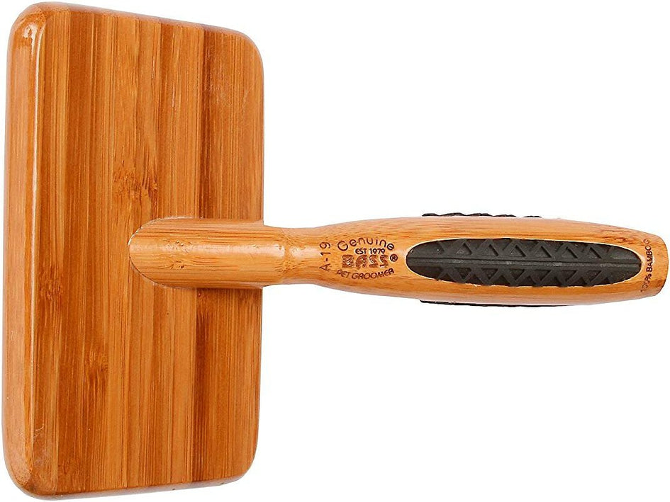Bass Brushes Large De-matting Slicker Style Dog Brush, Bamboo-Dark Finish