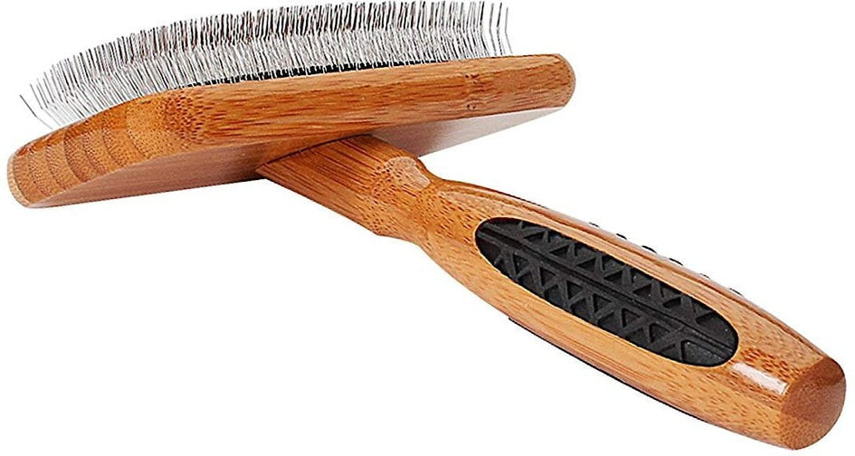 Bass Brushes Medium De-matting Slicker Style Dog Brush, Bamboo-Dark Finish