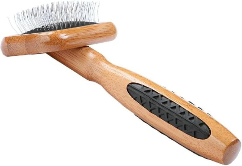 Bass Brushes X-Small De-matting Slicker Style Dog Brush, Bamboo-Dark Finish