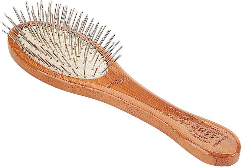 Bass Brushes Style & Detangle Dog Oval Brush, Bamboo-Dark Finish, Small