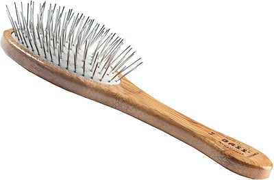 Bass Brushes Style & Detangle Dog Oval Brush, Bamboo-Dark Finish, Medium