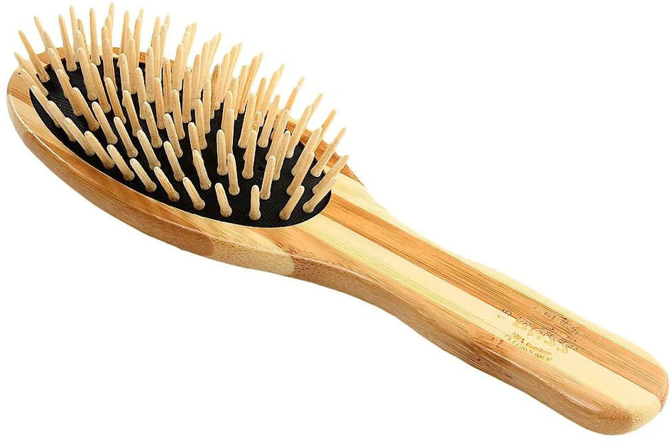 Bass Brushes The Green Dog Oval Brush, Bamboo-Stiped Finish, Small