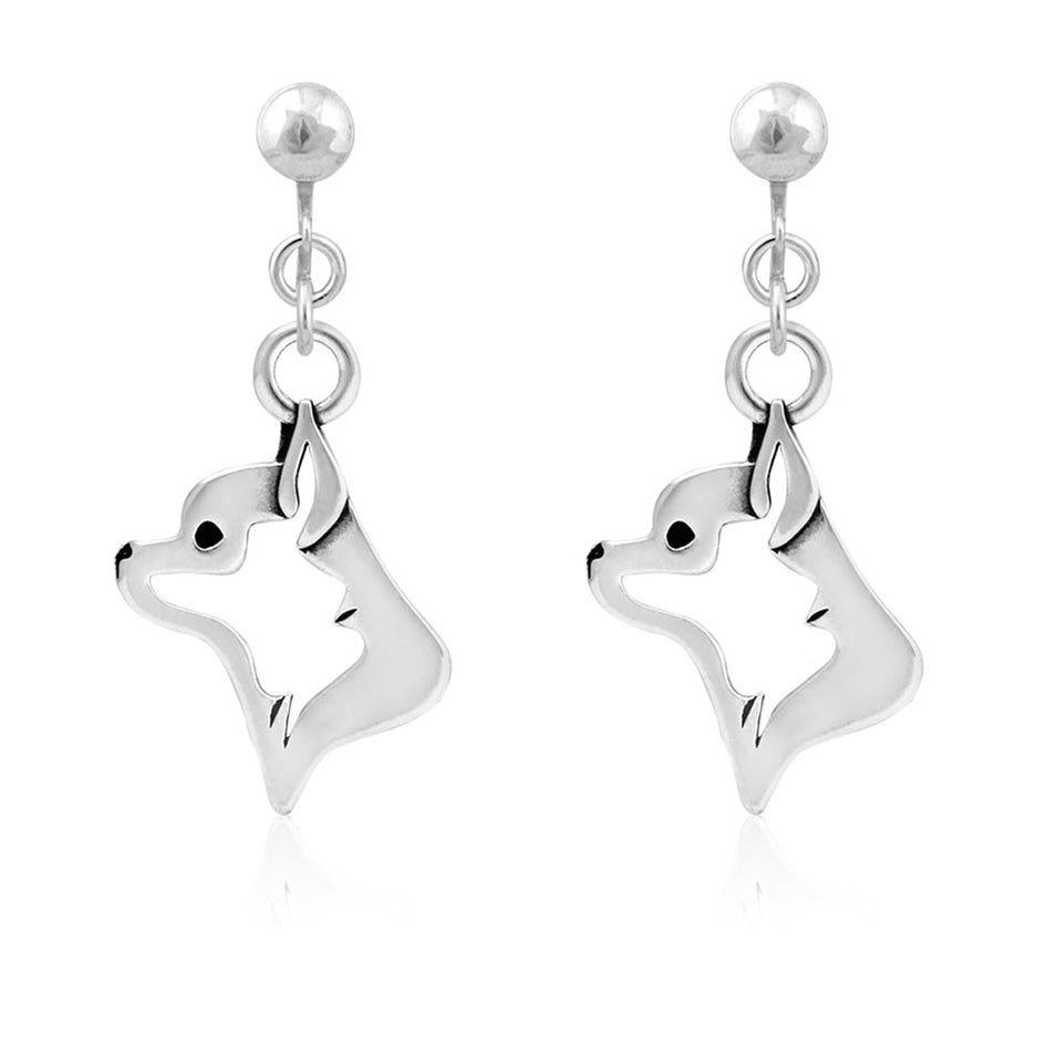 Chihuahua Earrings in Sterling Silver, Smooth Coat