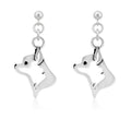 Chihuahua Earrings Head Design in Sterling Silver in Dangle Post.