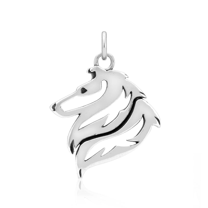 Collie Necklace in Sterling Silver, Rough Coat